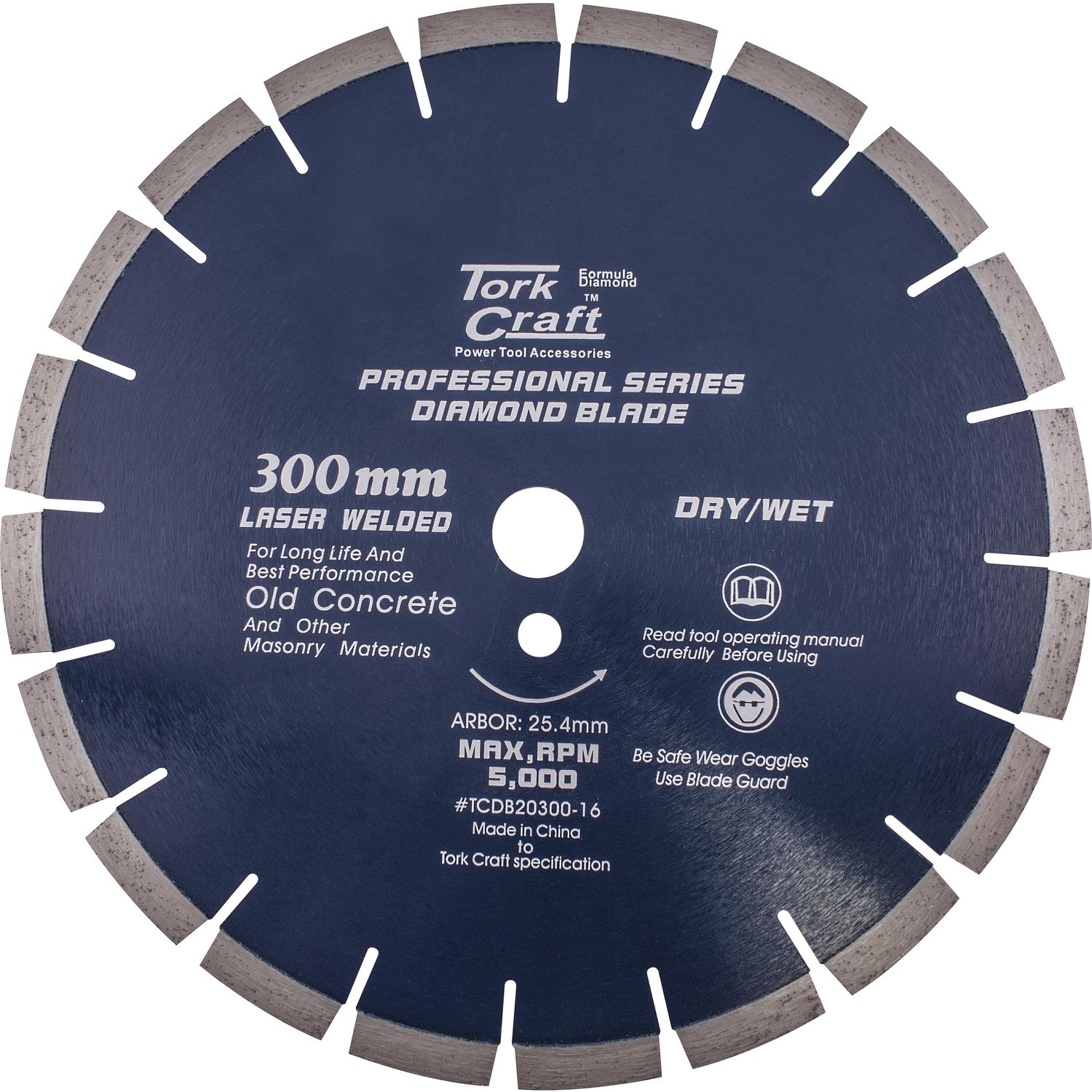 Diamond Blade 300 X 25.4mm Old Concrete Laser Welded Segmented