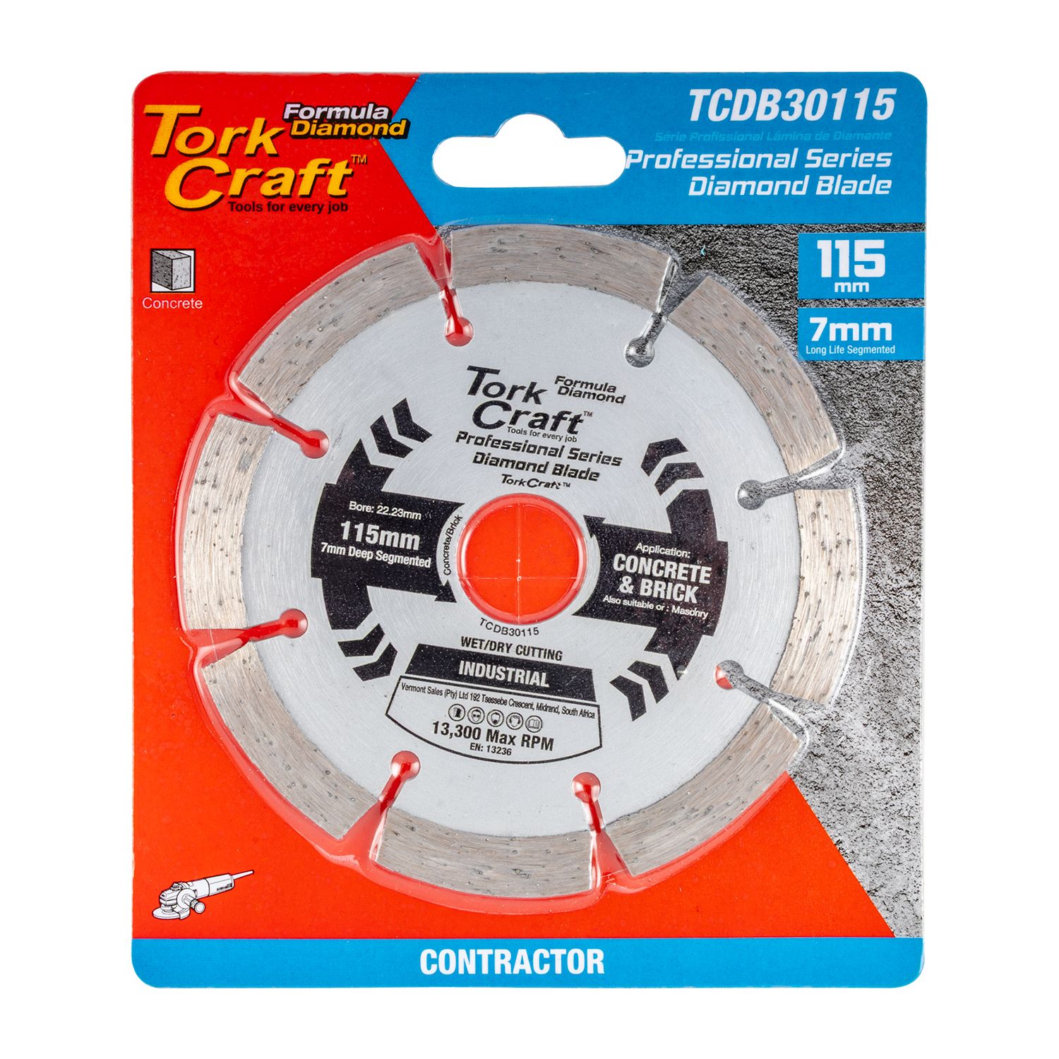 Diamond Blade Segm 115mm X 10mm Reinforced Concrete