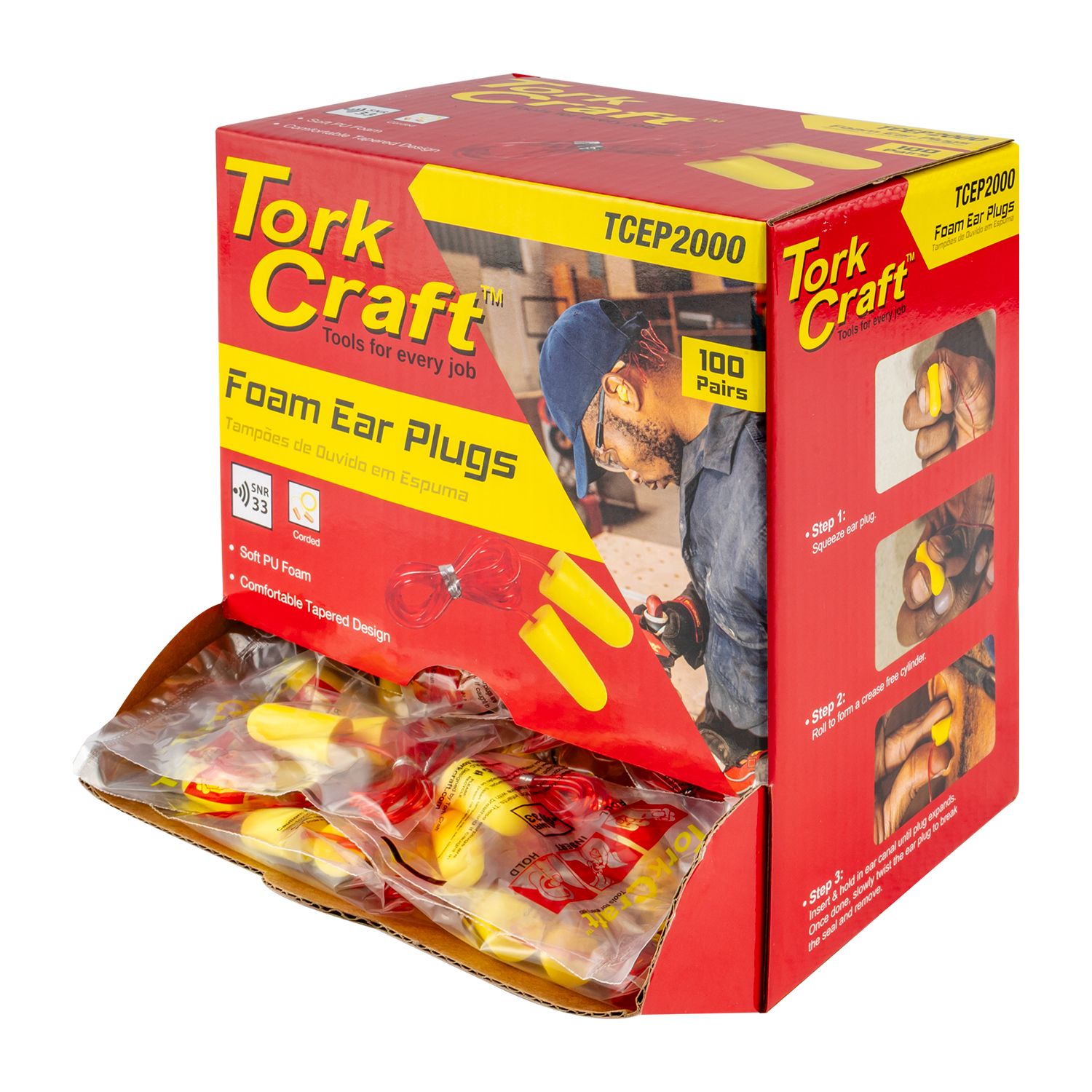 Ear Plug Corded 1pr Poly Bag 100 Pr Per Box Bullet Shape Yellow