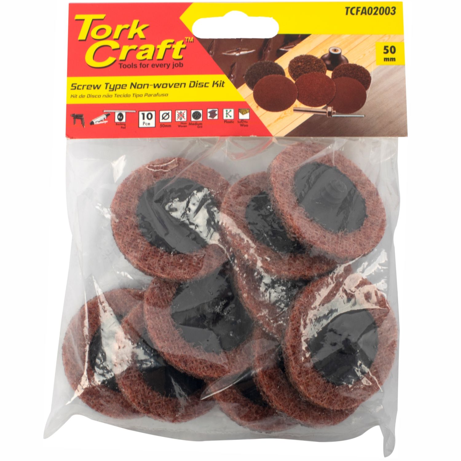 Non Woven Disc Screw Type 50mm 10pc Red Medium For Surface Cond. Kit