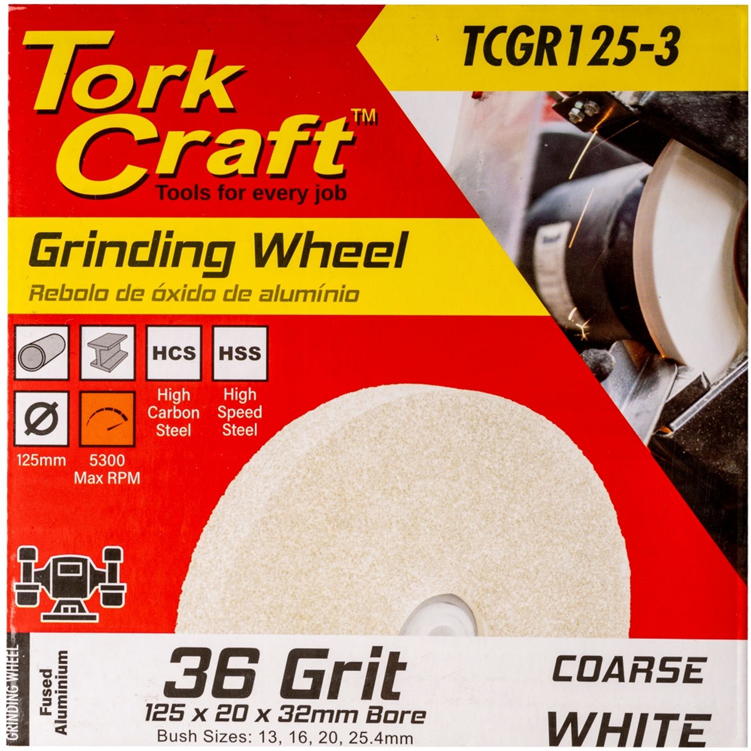 Grinding Wheel 125 X 20 X 32mm Bore Coarse 36g White
