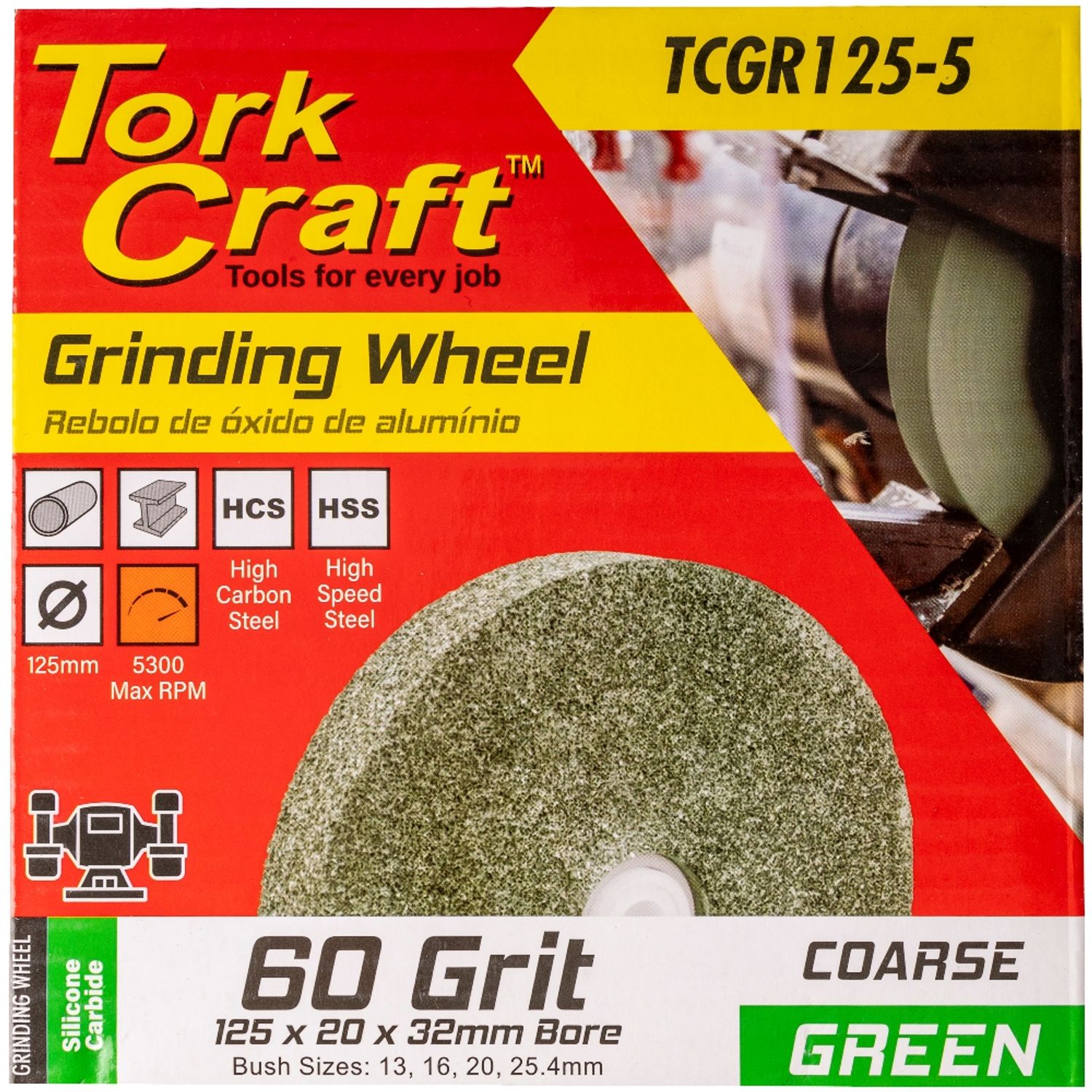 Grinding Wheel 125 X 20 X 32mm Bore Fine 60g Green