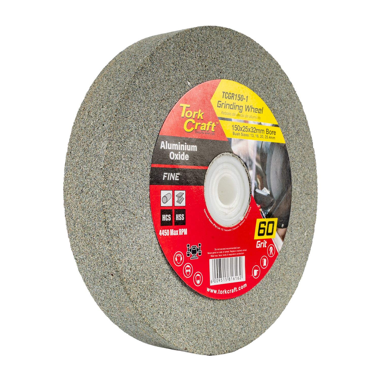 Grinding Wheel 150x25x32mm Bore Fine 60gr W/bushes For Bench Grinder
