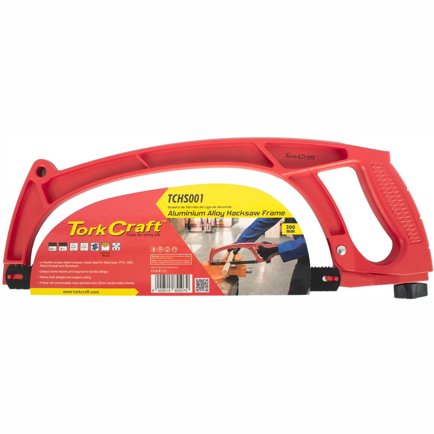 Aluminum Alloy Hacksaw Frame 300mm C/w Flexible Double Edge Blade