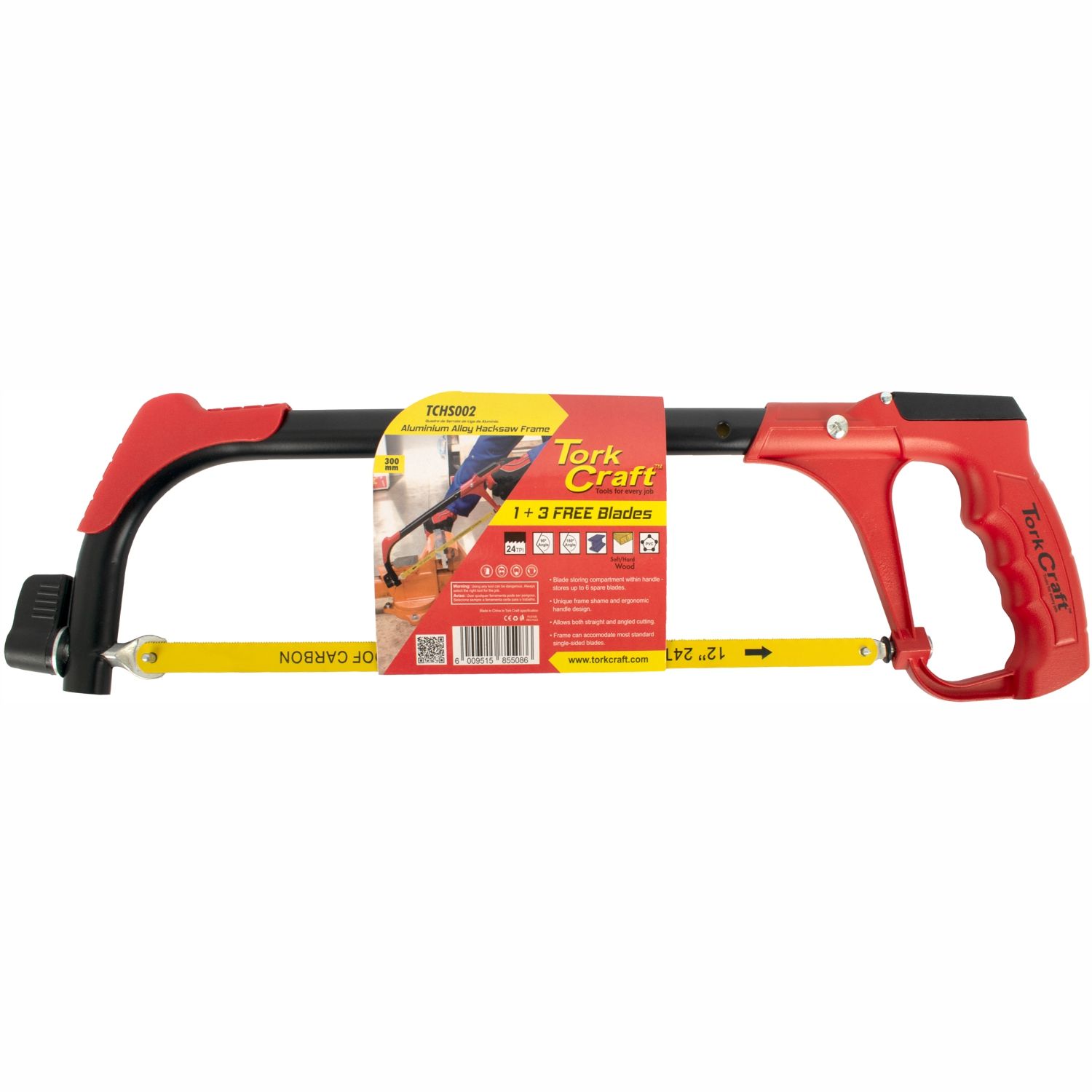 Aluminum Alloy Hacksaw Frame 300mm C/w 1 + 3 Free Blades TORK CRAFT