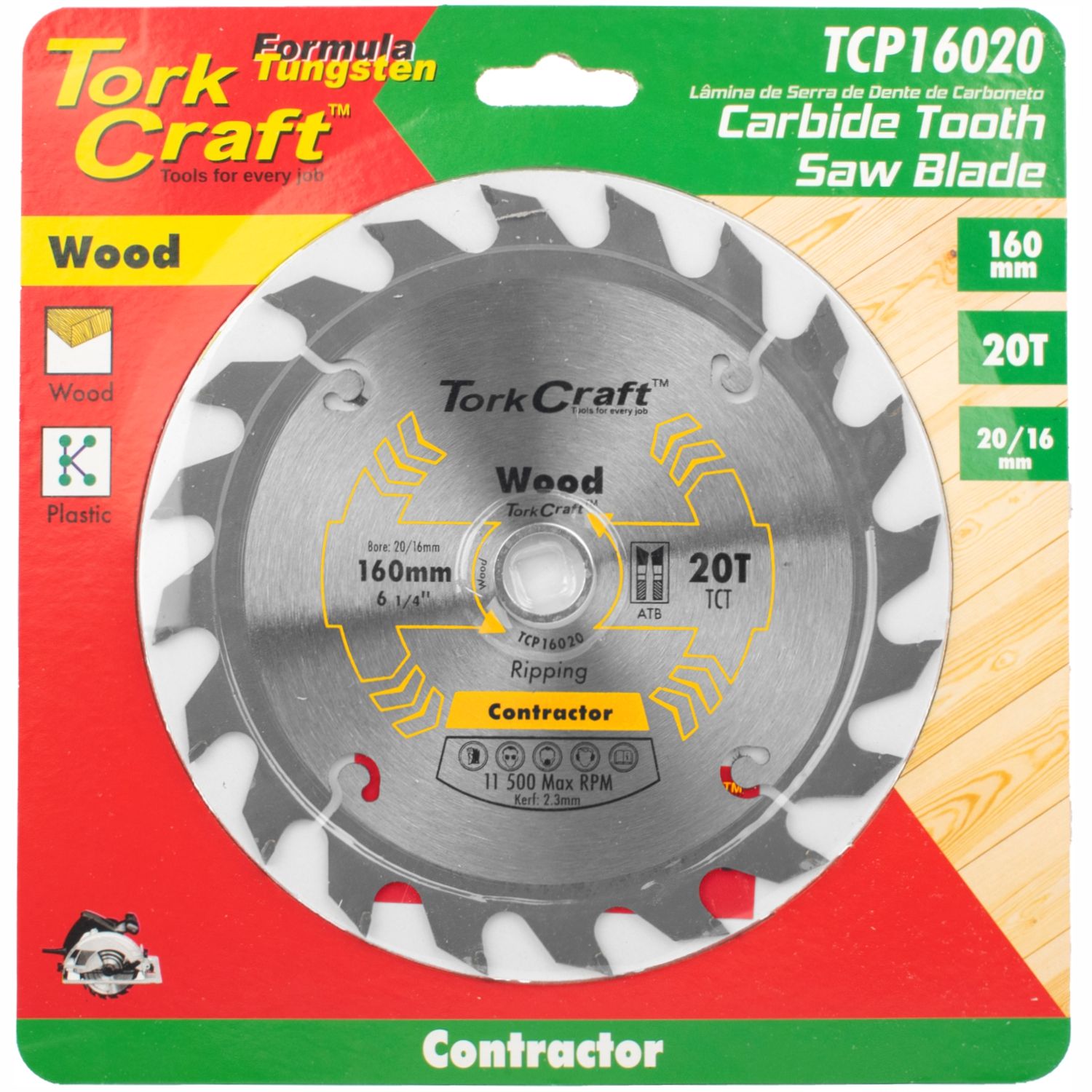 Blade Contractor 160 X 20t 20/16 Circular Saw Tct