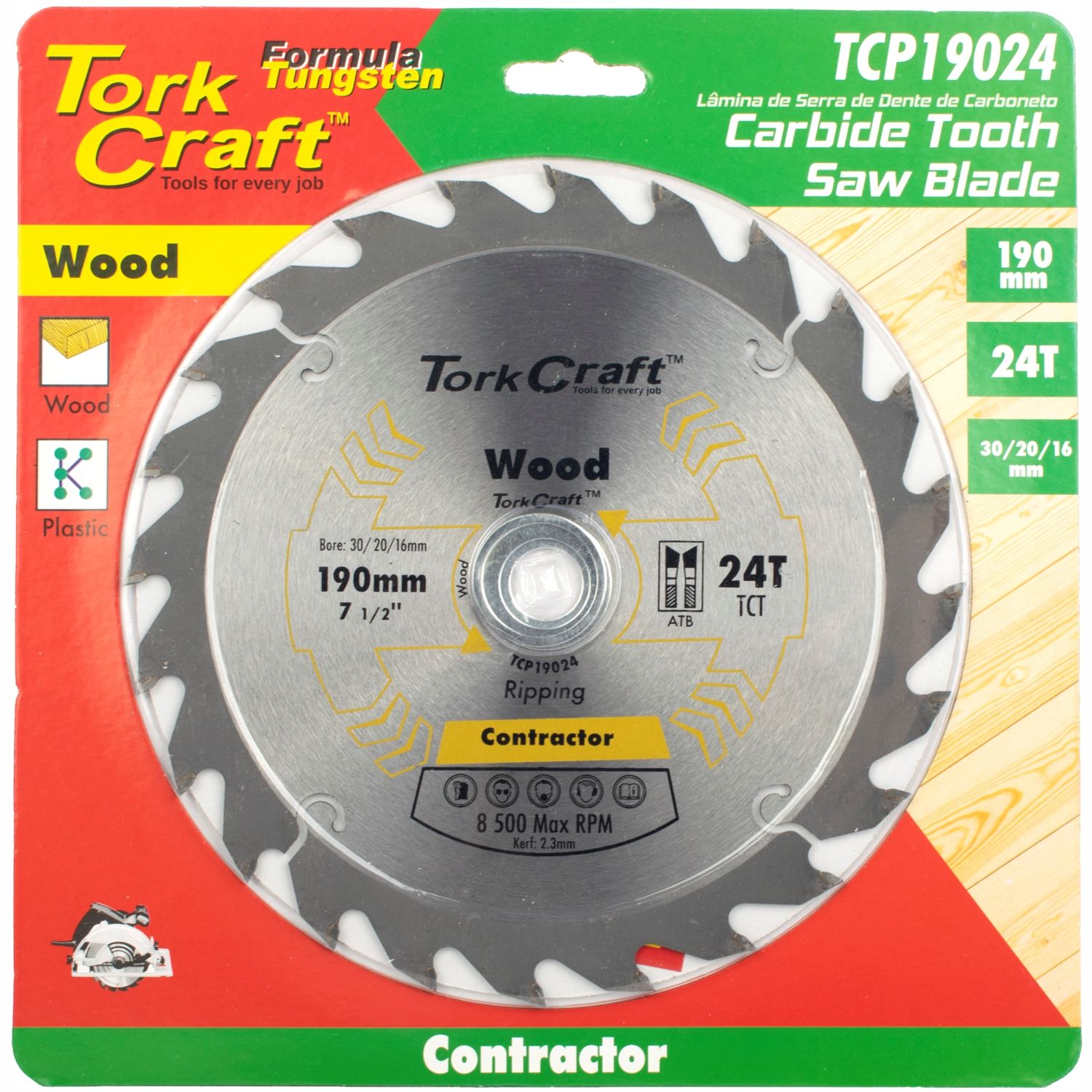 Blade Contractor 190 X 24t 30/20/16 Circular Saw Tct