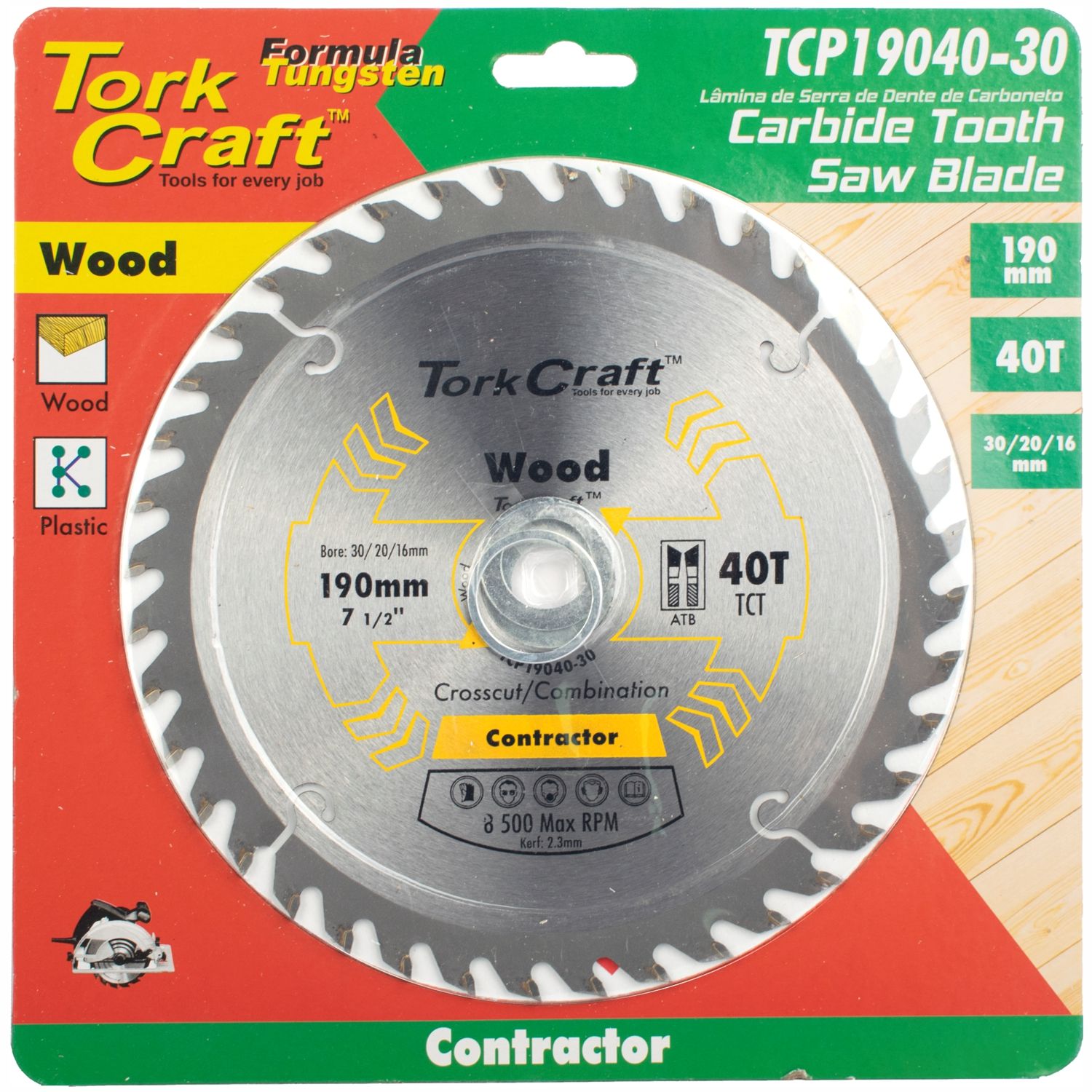 Blade Contractor 190 X 40t 30/20/16 Circular Saw Tct