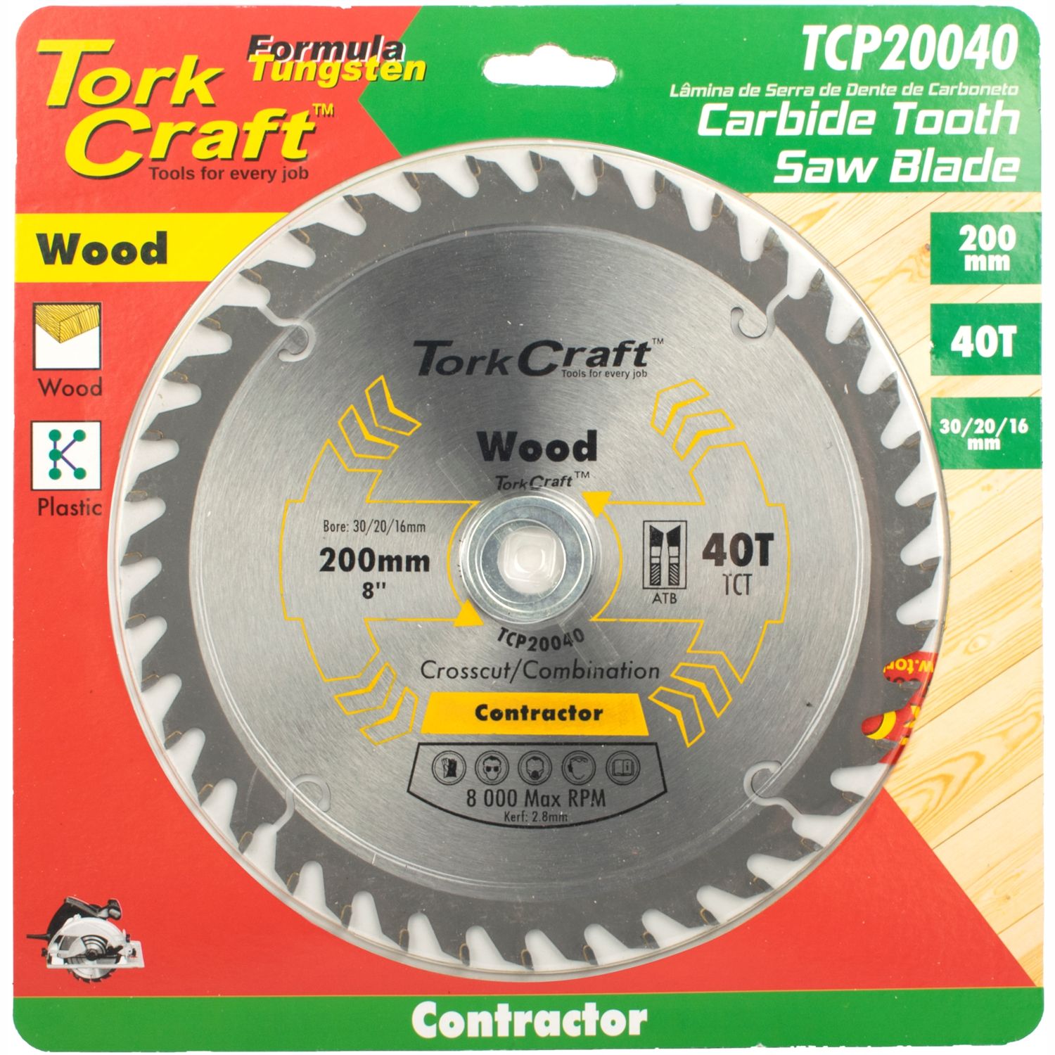 Blade Contractor 200 X 40t 30/1/20/16 Circular Saw Tct