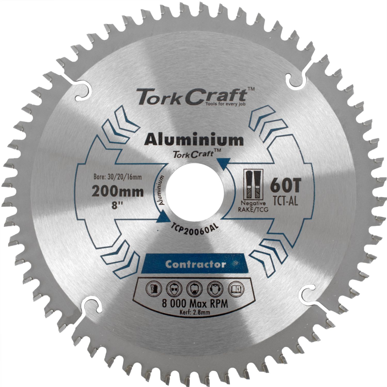 Blade Contactor Alum 200 X 60t 30/20/16 Circular Saw Tct