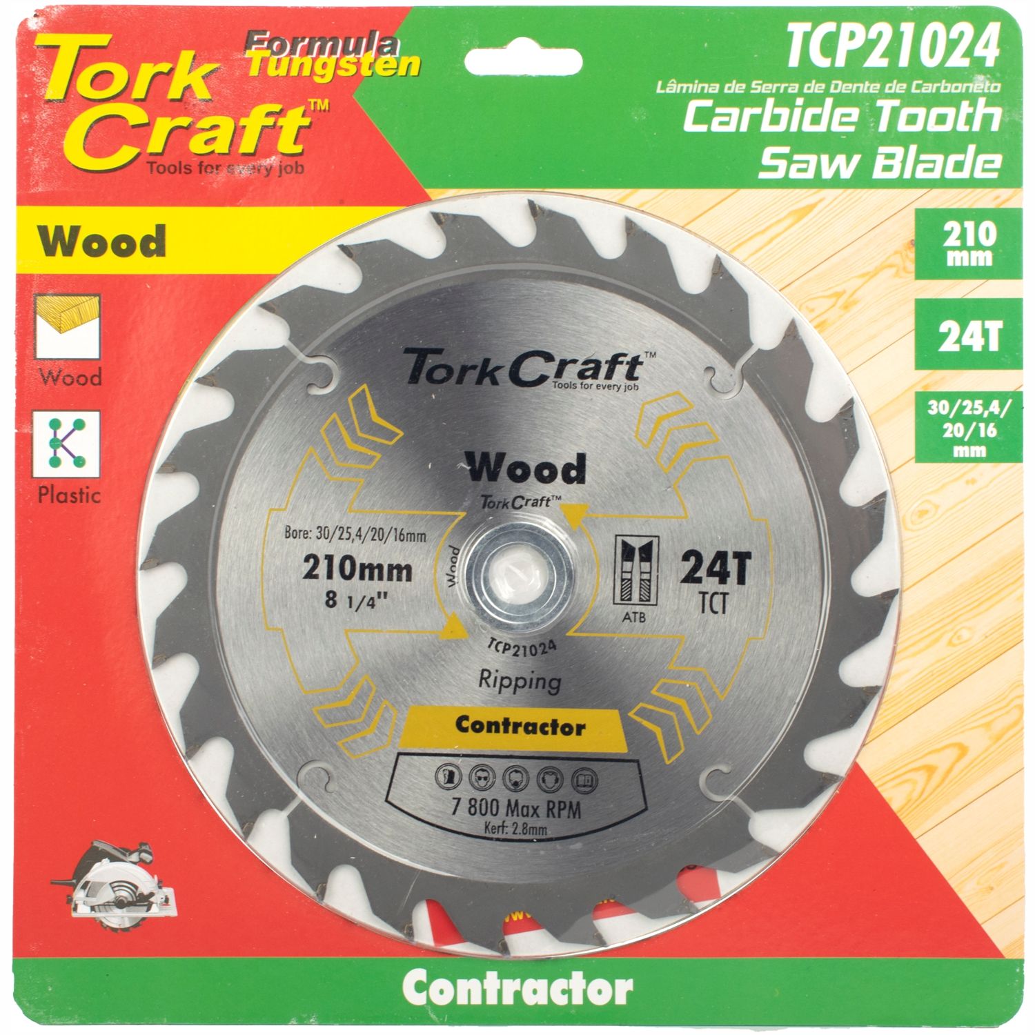 Blade Contractor 210 X 24t 30/1/20/16 Circular Saw Tct