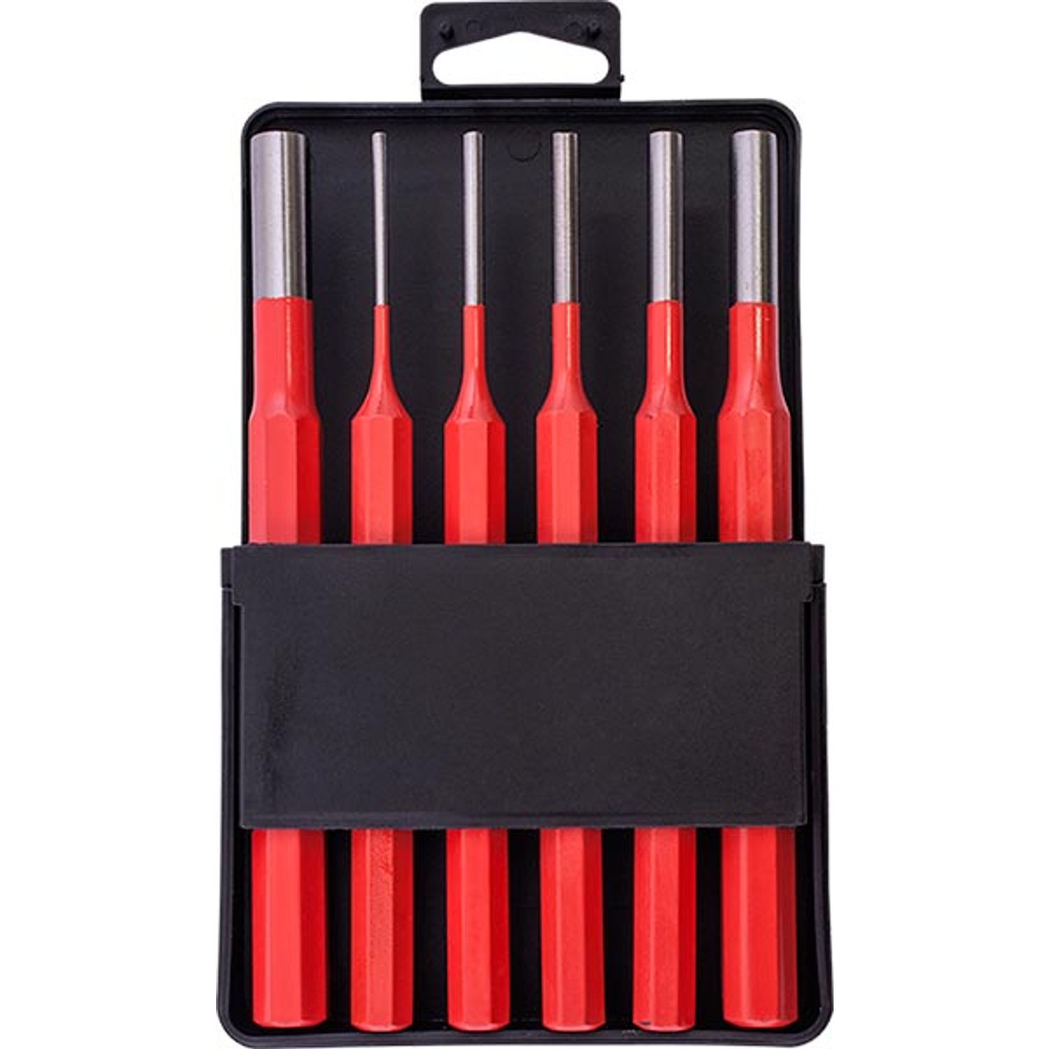 TORK CRAFT Pin Punch Set 6pc - 2.5, 3.5, 4. 5, 6, 8, 10mm Red