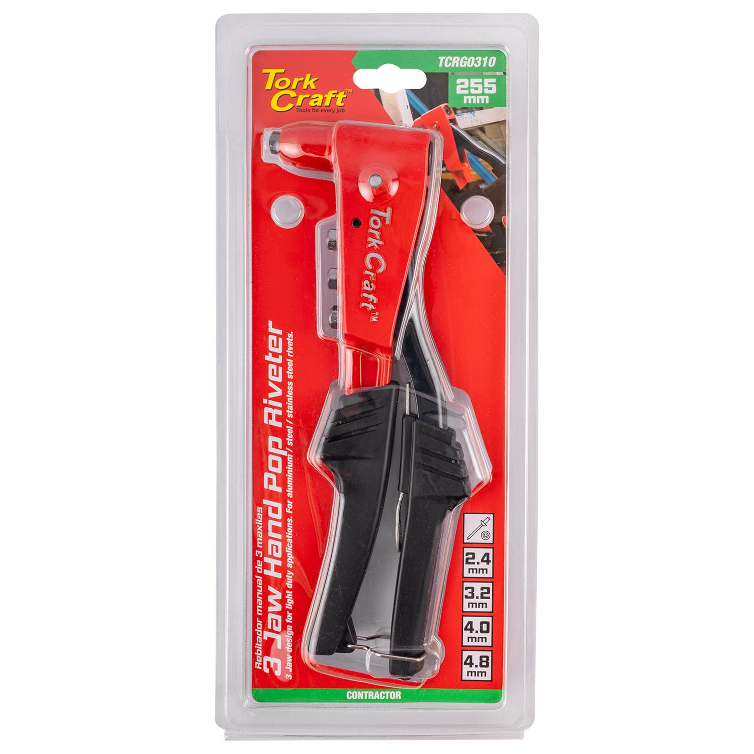 Aluminium Hand Pop Riveter 4.8mm Max 3 Jaw H/duty