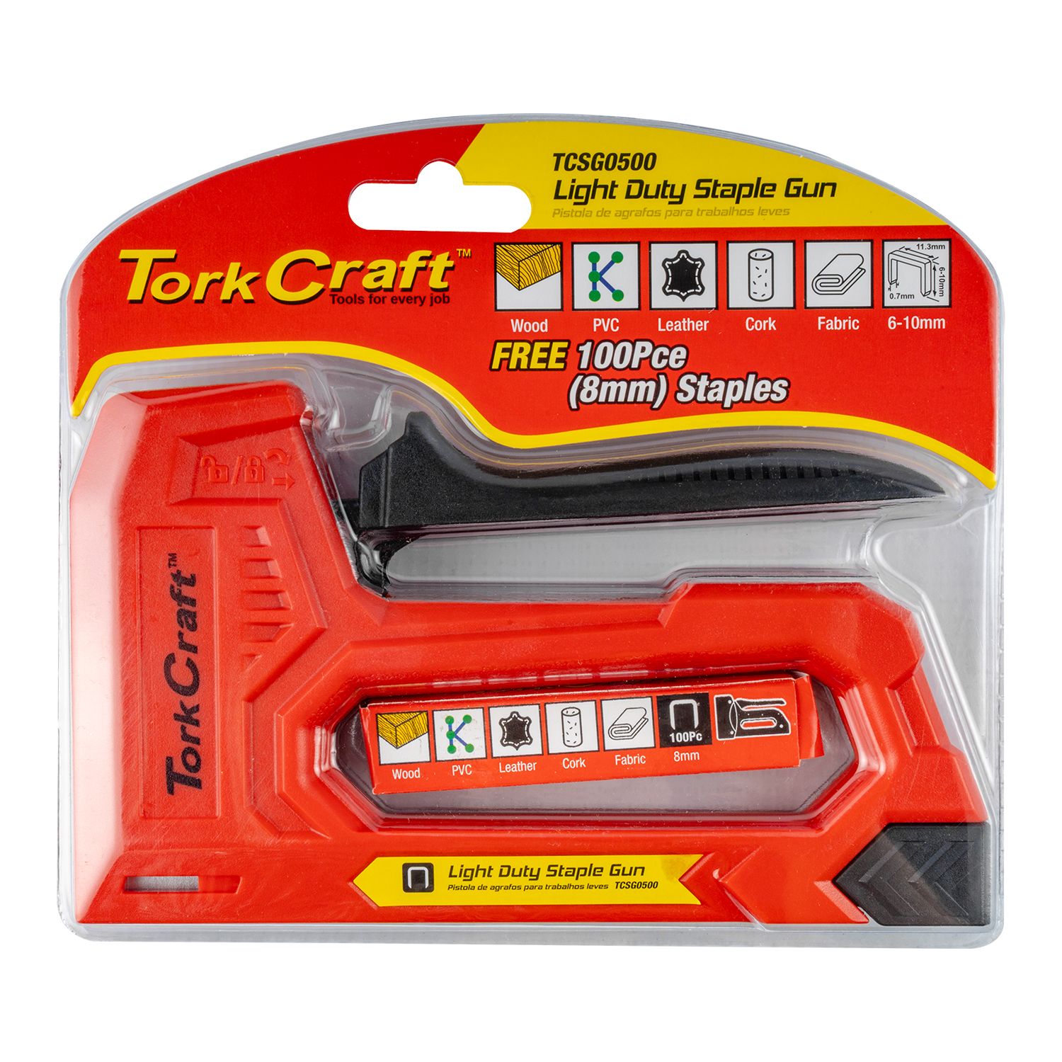 Staple Gun 21g 6 - 8mm L/duty Jt21 With 100pc 0.7mmx8mm