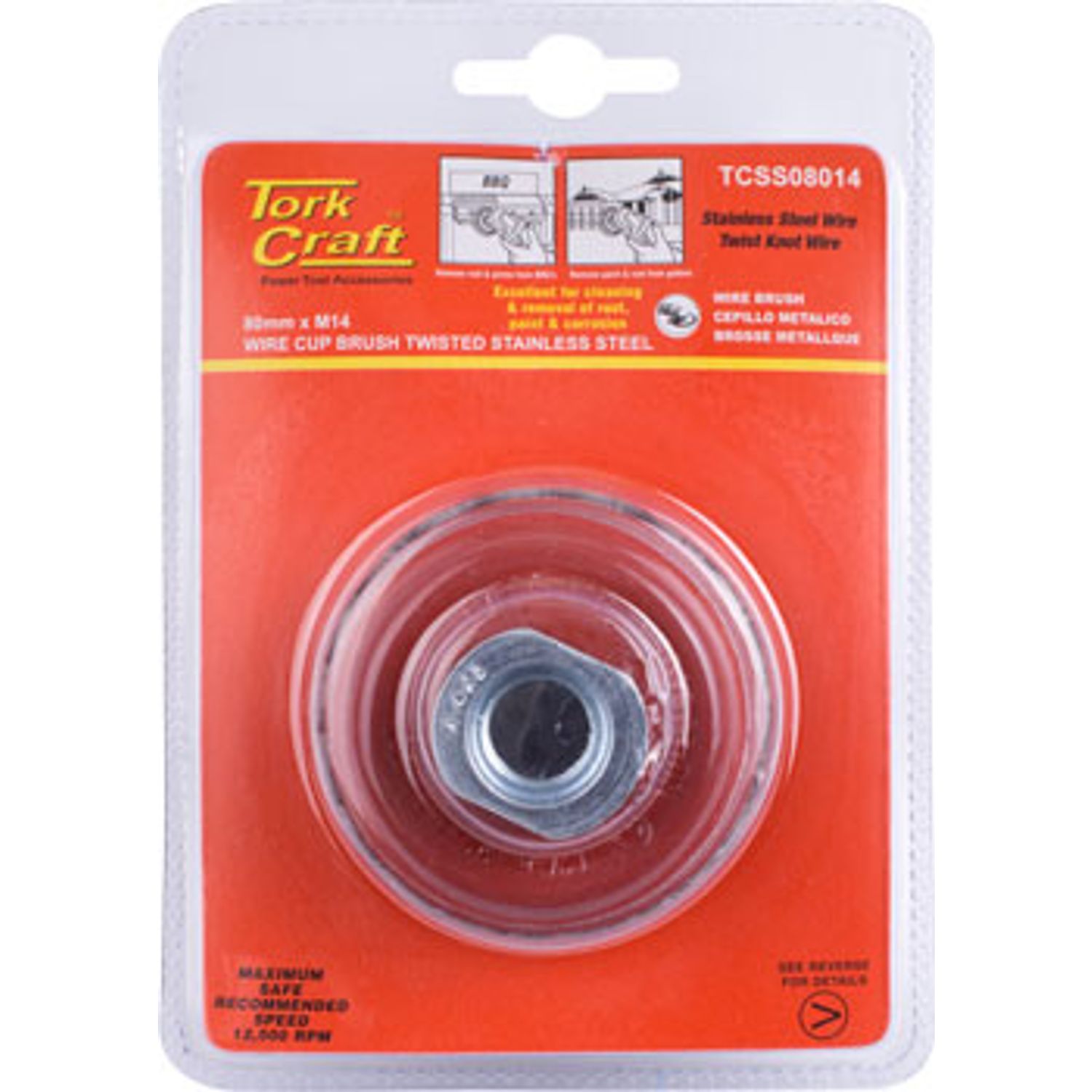 Wire Cup Brush 80 X M14 Knotted Stainless Steel Tcw