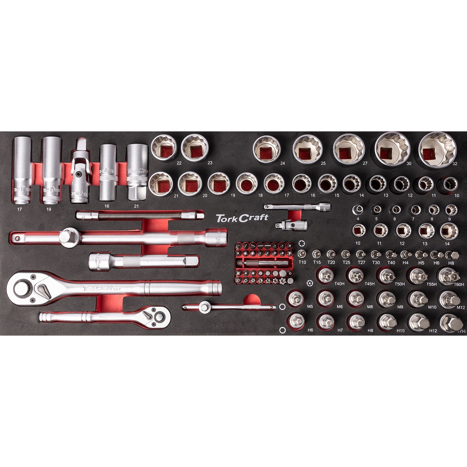 TORK CRAFT 154-Piece 3-Drawer Track Box Tool Set 535 x 255 x 315mm TCTB154