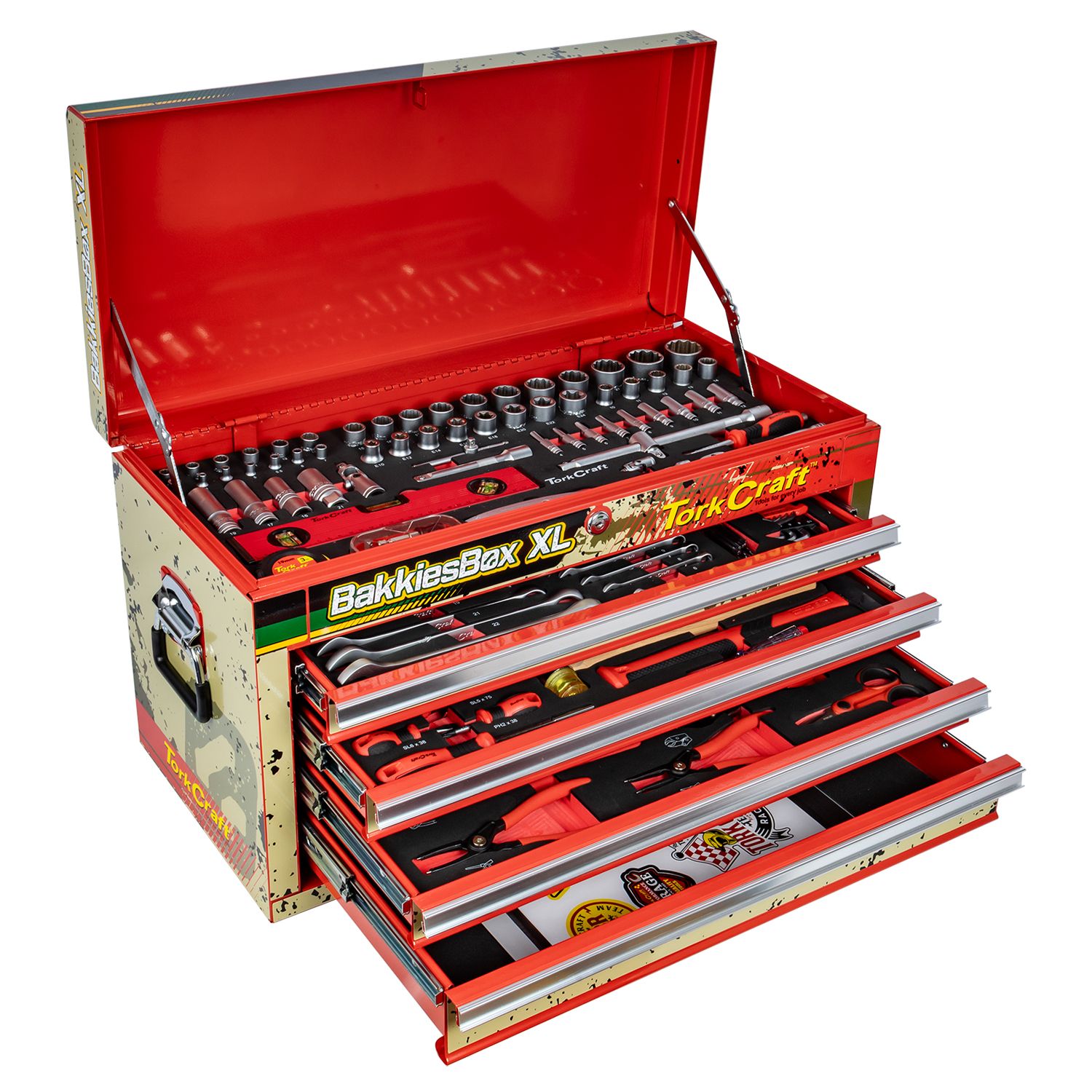 TORK CRAFT BakkiesBox XL Limited Edition 254-Piece 4-Drawer Pro Box Tool Set TCTB254LTD