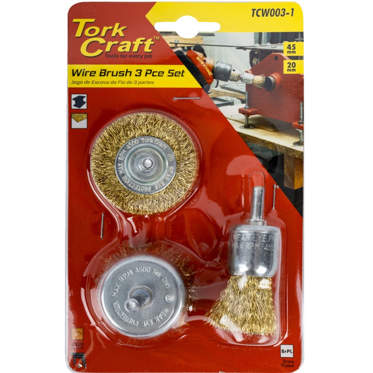 Wire Brush Set 3pce With 6mm Shaft End/circ/cup