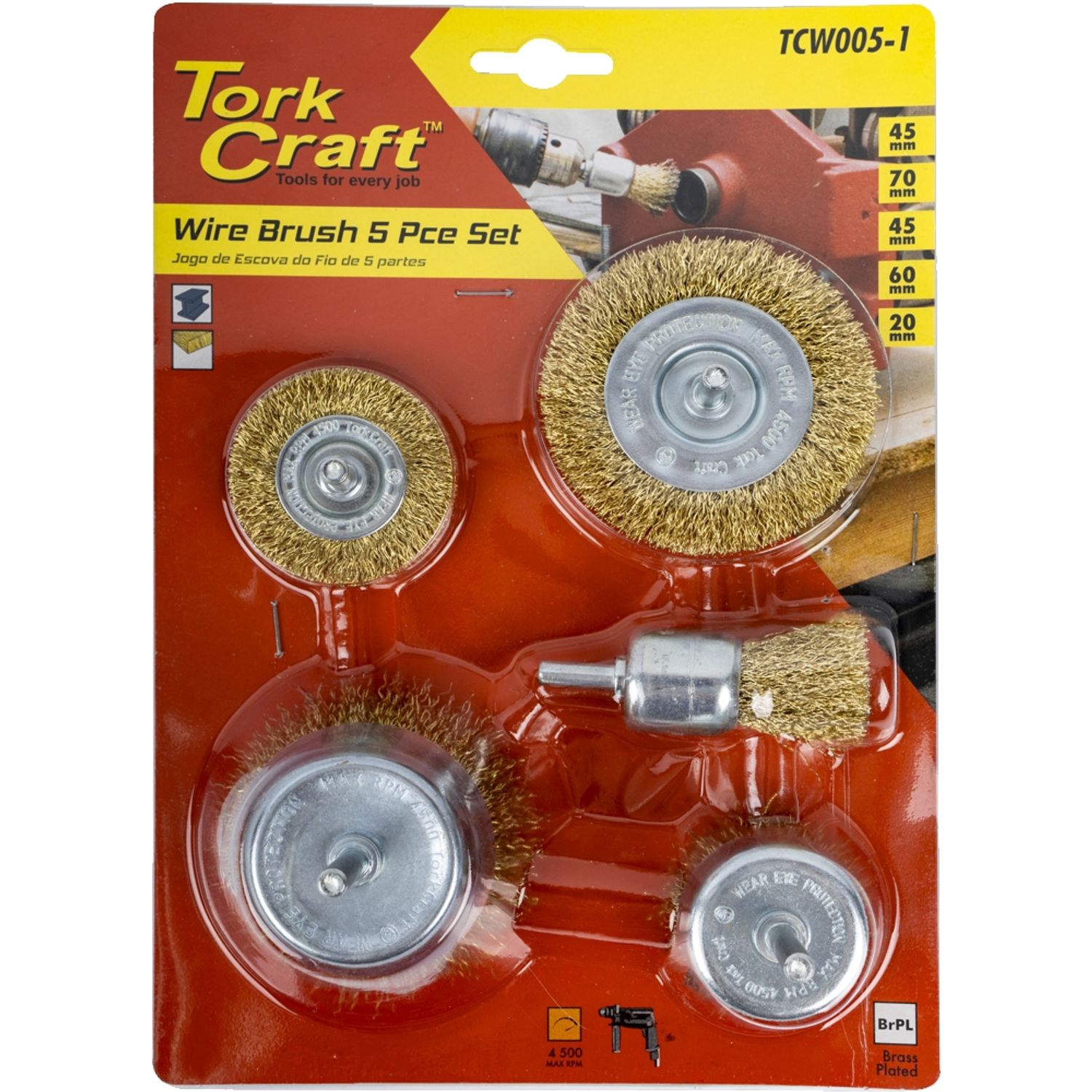 Wire Brush Set 5pce With 6mm Shaft Cup/circ/end