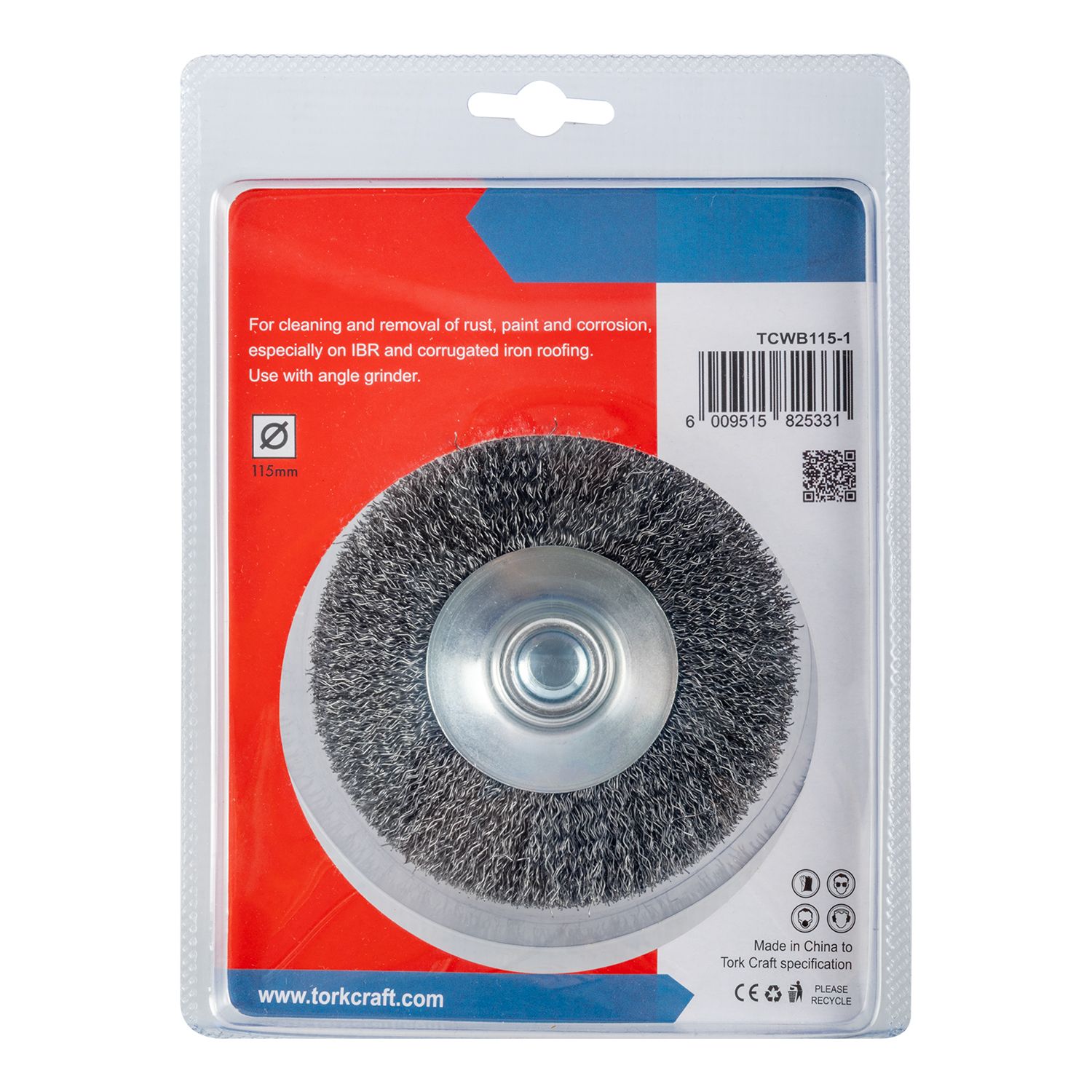 Wire Wheel Brush Crimped Bevel Plain 115mmxm14 Blister