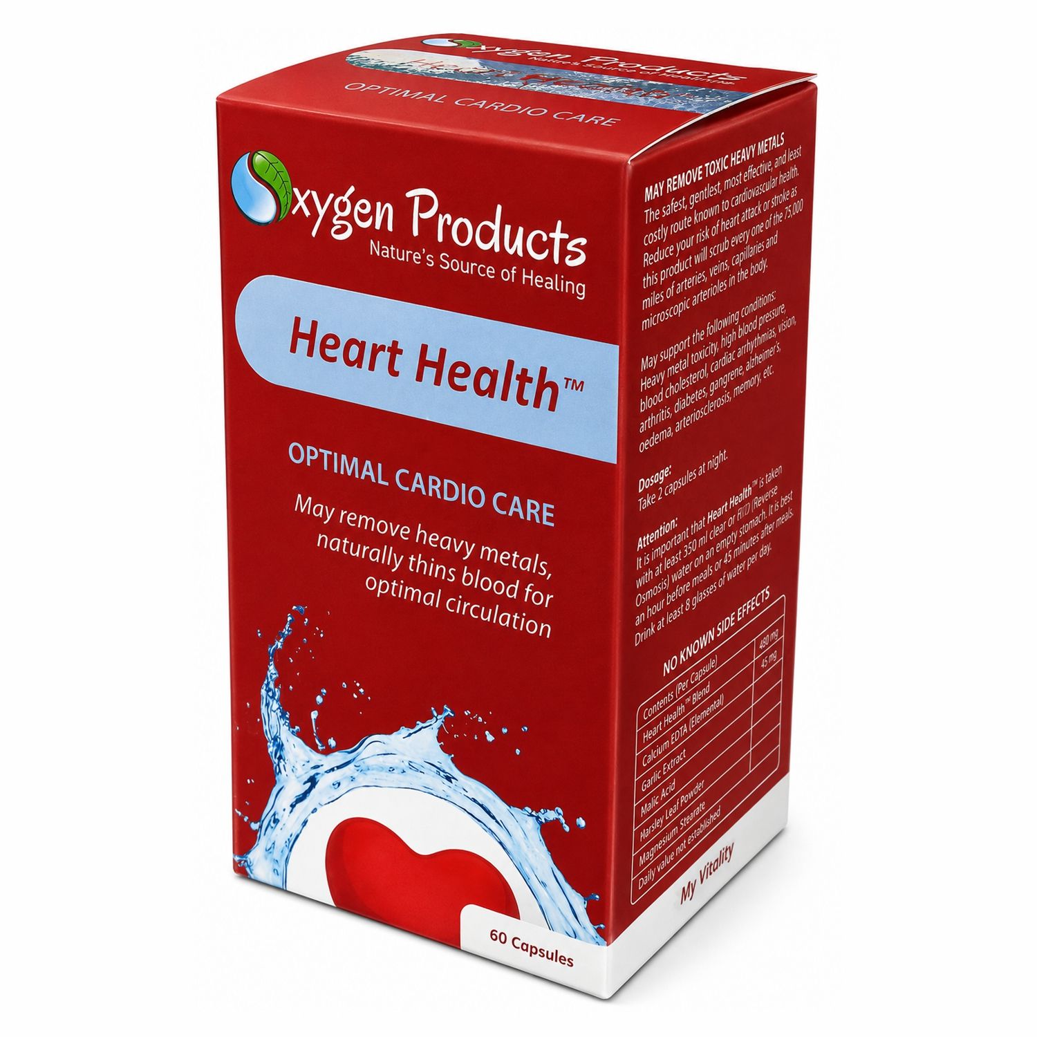 Oxygen Products Heart Health Cardiovascular Wellness Support 60 Capsules
