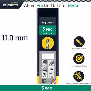 ALPEN Pro Hss Drill Din 338 Rn 135 With Split Point 11.0mm Bulk