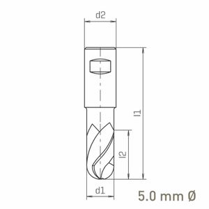 MAYKESTAG HSS-Co8 Slot End Mill With Radius 5mm Short Series 2 Flute Centre Cutting