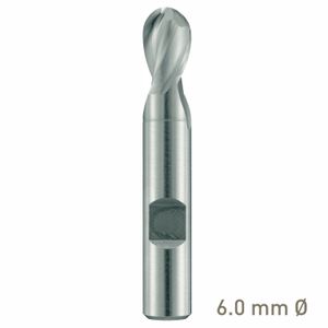 MAYKESTAG HSS-Co8 Slot End Mill With Radius 6mm Short Series 2 Flute Centre Cutting
