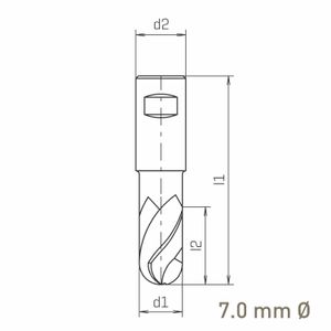 MAYKESTAG HSS-Co8 Slot End Mill With Radius 7mm Short Series 2 Flute Centre Cutting