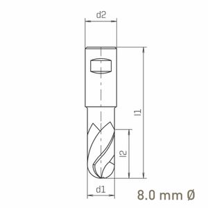 MAYKESTAG HSS-Co8 Slot End Mill With Radius 8mm Short Series 2 Flute Centre Cutting