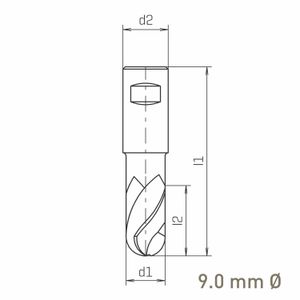MAYKESTAG HSS-Co8 Slot End Mill With Radius 9mm Short Series 2 Flute Centre Cutting