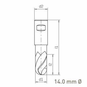 MAYKESTAG HSS-Co8 Slot End Mill With Radius 14mm Short Series 2 Flute Centre Cutting