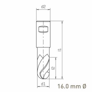 MAYKESTAG HSS-Co8 Slot End Mill With Radius 16mm Short Series 2 Flute Centre Cutting