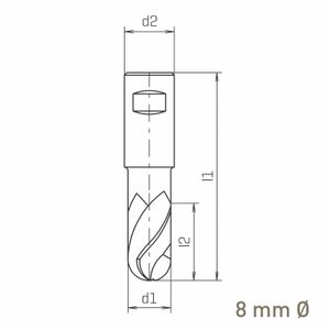 MAYKESTAG ALUNIT HSS-Co8 slot end mill with radius 8mm short series