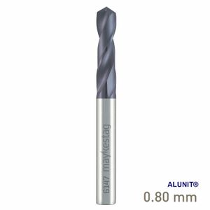 MAYKESTAG Solid Carbide Stub Drill 0.8mm Short Series DIN 6539 ALUNIT