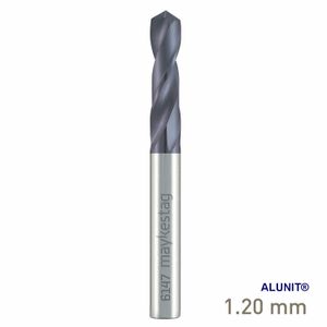 MAYKESTAG Solid Carbide Stub Drill 1.2mm Short Series DIN 6539 ALUNIT