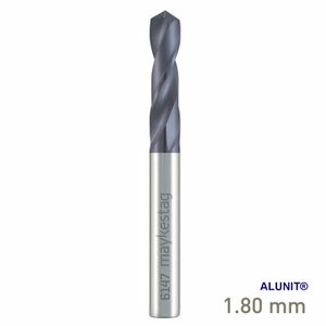 MAYKESTAG Solid Carbide Stub Drill 1.8mm Short Series DIN 6539 ALUNIT