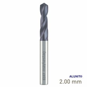 MAYKESTAG Solid Carbide Stub Drill 2mm Short Series DIN 6539 ALUNIT