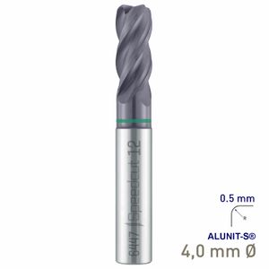 MAYKESTAG Solid Carbide Corner Radius End Mill 4mm R0.5 Speedcut Universal ALUNIT-S