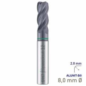 MAYKESTAG Solid Carbide Corner Radius End Mill 8mm R2 Speedcut Universal ALUNIT-S
