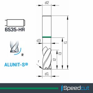 MAYKESTAG Solid Carbide Corner Radius End Mill 12mm R0.5 Speedcut Universal ALUNIT-S