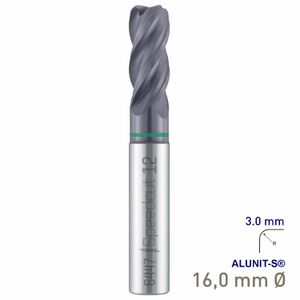 MAYKESTAG Solid Carbide Corner Radius End Mill 16mm R3 Speedcut Universal ALUNIT-S