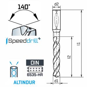 MAYKESTAG Speeddrill+ Universal Solid Carbide Drill Bit 6.8mm 3xD ALTINDUR
