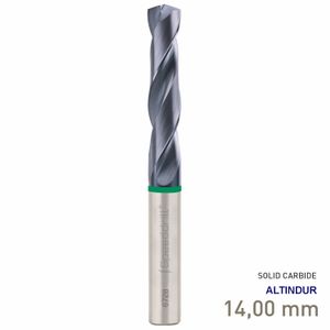 MAYKESTAG Speeddrill+ Universal Solid Carbide Stub Drill ALTINDUR 14.00mm DIN 6537K 3xD