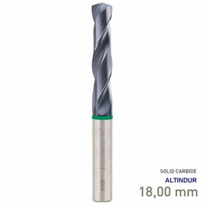 MAYKESTAG Speeddrill+ Universal Solid Carbide Stub Drill ALTINDUR 18.00mm DIN 6537K 3xD