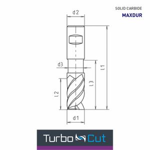 MAYKESTAG Turbo-Cut Allround Solid Carbide End Mill 16mm Long Series 4 Flute