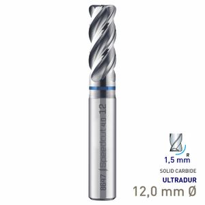 MAYKESTAG Speedcut 4.0-Inox HPC Corner Radius End Mill 12mm R1.5 Long Series 4 Flute