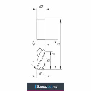 MAYKESTAG Speedcut 4.0-Inox HPC Corner Radius End Mill 12mm R1.5 Long Series 4 Flute