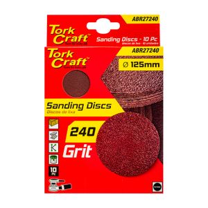Sanding Disc 125mm No Hole 240 Grit 10/pack Hook And Loop