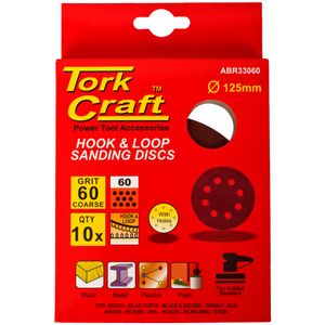 Sanding Disc 125mm 60 Grit With Holes 10/pk Hook And Loop